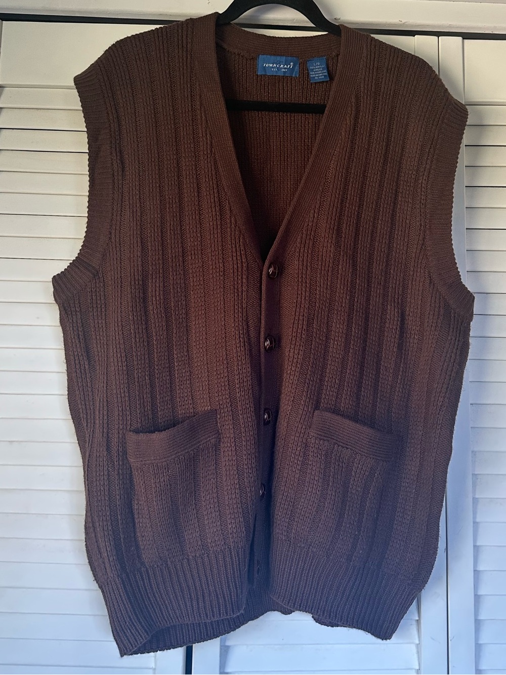 Vintage Towncraft Brown Knit Button-Up Sweat Vest